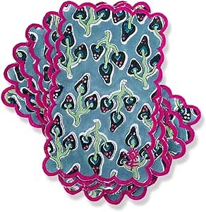 Furbish Alice Cocktail Napkins - Decorative Cloth Napkins for Dinner, Cocktail & Tea Party, Holiday & Wedding Table Decor, Handmade, 100% Sustainable Cotton, 5” x 8”, Set of 6