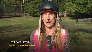 Mixing fitness and fun into the ride to school, kids and parents in this group pedal as a 'bike bus'