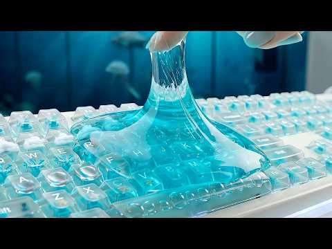 ASMR Frutiger Aero Keyboard ✧ Slime Typing & Key Sounds (No Talking)｡
