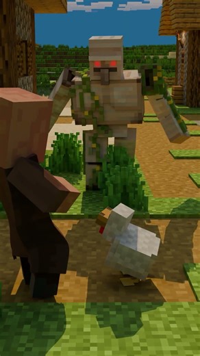 Chicken attack villager ! #minecraft #animation #minecraftanimation