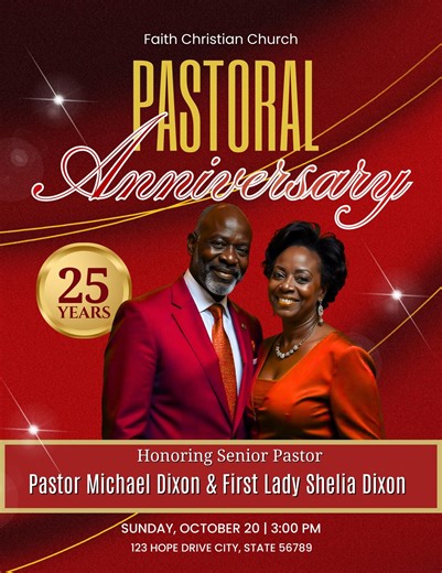 Pastor Anniversary Program Template, Editable Canva Brochure, Pastoral Appreciation Service - Etsy