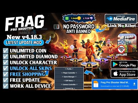 Frag Pro Shooter Mod Apk Menu v4.18.3 Terbaru 2026 - Unlock All Characters & Unlimited Everything