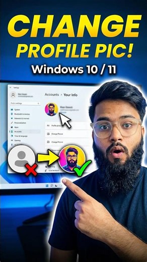 How to Change Profile Picture in Windows 10 & 11 (PC / Laptop) 🖥️ #shortsfeed #shorts