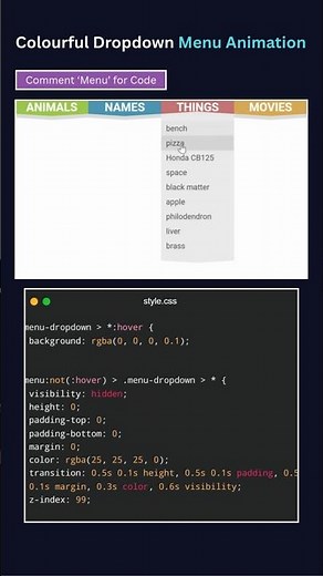 Pure CSS Animated Dropdown Menu 🔥 | Creative Navigation UI with HTML & CSS