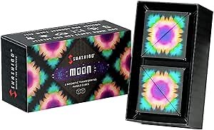 SHASHIBO Shape Shifting Box - Award-Winning, Patented Fidget Cube w/ 36 Rare Earth Magnets - Transforms Into Over 70 Shapes, Gift Box, Download Fun in Motion Toys Mobile App (Moon, 2 Pack)