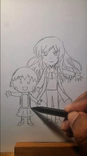 Drawing Ado and Chibi Maruko Chan Cute Easy #shorts #ado #chibimarukochan