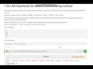 Python Lab for calories burned during workout