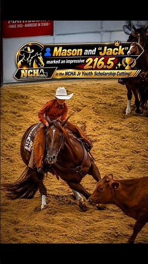 👤 Mason & “Jack” Score 216.5! 🏆 | NCHA Jr Youth Scholarship Cutting #littlecowboy #cuttinghorse