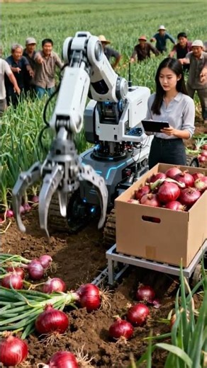 High-Tech Onion Harvesting: Robot in Action | Modern Farming in Action #shorts #agriculture #farming