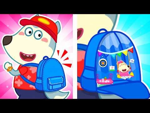 Baby Builds SECRET Playroom Inside School Backpack! 🎒 | Wolfy - Baby Cartoons