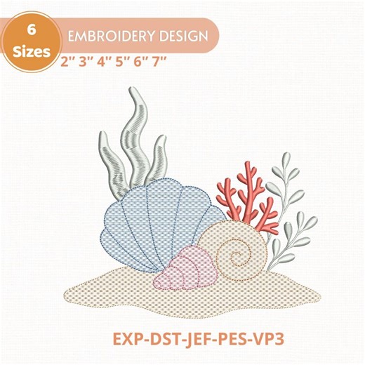 Seashell Sketch Embroidery Design, Cute Ocean Baby Sea Life Embroidery, Nautical Nursery Shell Machine Embroidery File, Dst Exp Jef Pes Vp3 - Etsy