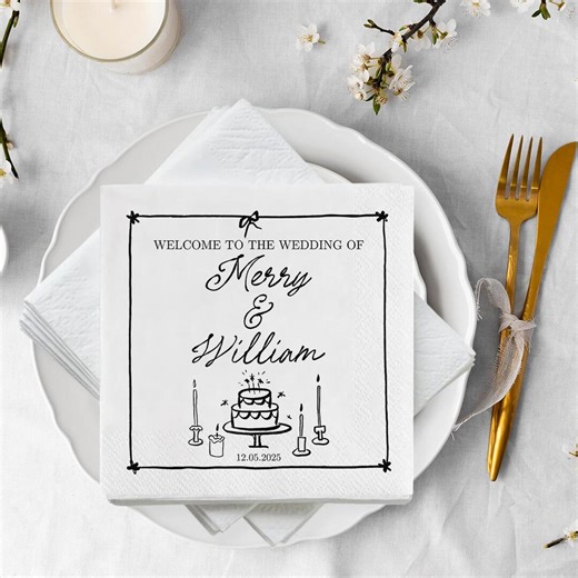 Personalized Wedding Napkins, Custom Wedding Cocktail Napkins for Engagement Party, Bridal Shower & Wedding Decor, Wedding Reception Napkins - Etsy