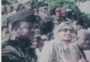 After hosting a successful OAU Summit in Kampala, President Idi Amin gathers heads of state and government delegations on the shores of Lake Victoria to show them how his forces were preparing to conduct an assault on Cape Town to free South Africa from White Rule. | Odhiambo Levin Opiyo