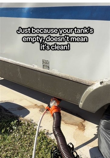 RV black tank odor fix that actually makes sense. If flushing your tank still leaves smells, clogs, or mystery buildup, it’s usually because waste is sticking to the tank walls — not flowing out. This RV black tank rhino rinser blaster attaches outside and sprays the inside of the tank, blasting residue you can’t reach with normal dumping. Clear tank walls, smoother dumping, less guessing. Rv life, rv TikTok, rv upgrade, rv maintenance, rv black tank, rv tank cleaner, rv tank rinser, rv must hav