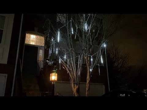 Ponwec LEDs Meteor Shower Waterproof Cascading Falling Rain Lights