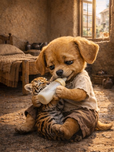 A Brave Puppy Saves a Tiger Cub's Life
