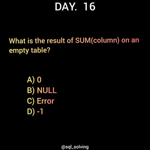 SQL on Instagram: "Comment your answer Follow for more #sql #sqldatabase Answer B #mysql"