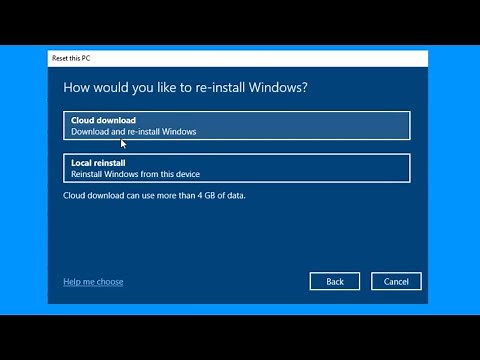 How to use Cloud Download Option when Resetting Windows 10