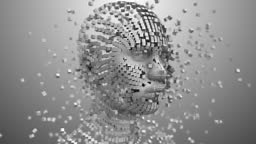 3D render. Artificial intelligence AI deep learning computer program...