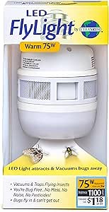 CLEANRTH Flylight – LED Light Bulb That Attracts Flies, Flying Bugs & Vacuums Them Into The Bulb. No Zapping, No Noise, No Mess