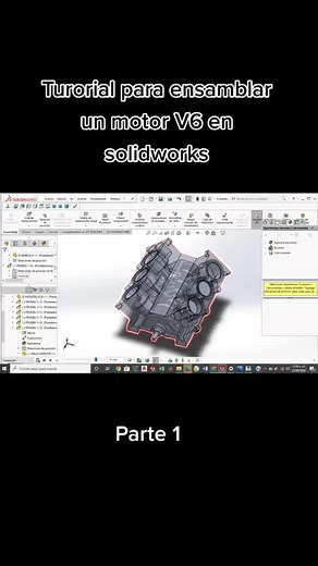 Tutorial para ensamblar motor V6 en SolidWorks