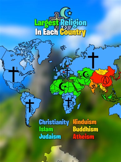 Largest Religion In Each Country! This Video Showcases The Largest Religion In Each Country Around The World. Using Maps, Flags, And Statistics, It Visualizes The Dominant Religion In Every Nation, Highlighting Its Percentage Of The Population And Providing A Global Overview Of Religious Distribution Across Different Countries. #map #mapper #mapping #geography #history