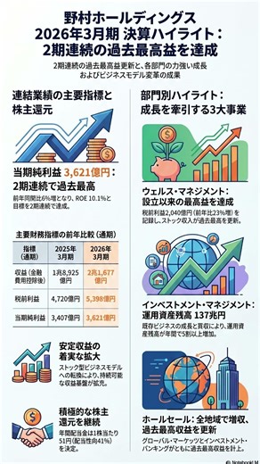 「決算を読む！」野村ホールディングス株式会社（8604）2026年3月期本決算
