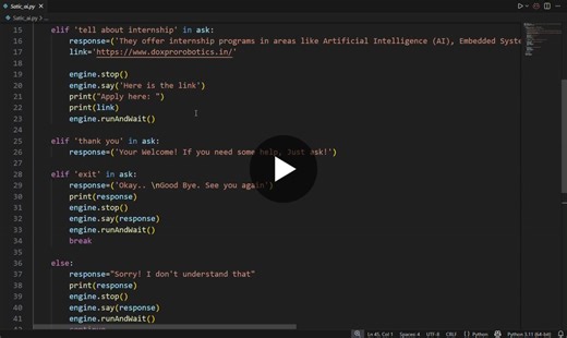 #artificialintelligence #pythonprojects #techstudent #aichatbot #innovation #staticai | Avanti Kalkar