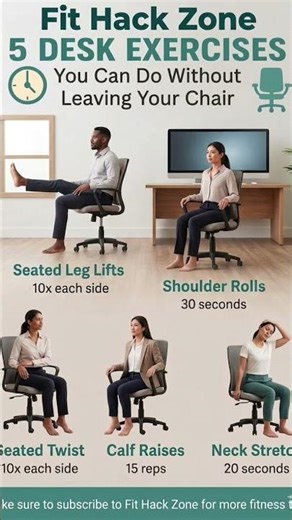 5 Essential Desk Exercises for Busy Professionals | Fit Hack Zone#youtubeshorts #staylean #dropzone