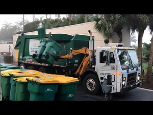 Waste Management LE Heil Python Garbage Truck Double Dumping a Massive Cart Line