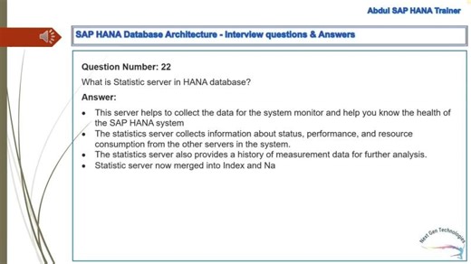 Unit 2 - SAP HANA Database Architecture | Abdul - SAP BTP Admin and Security Trainer