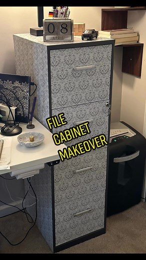 DIY File Cabinet Makeover with Contact Paper