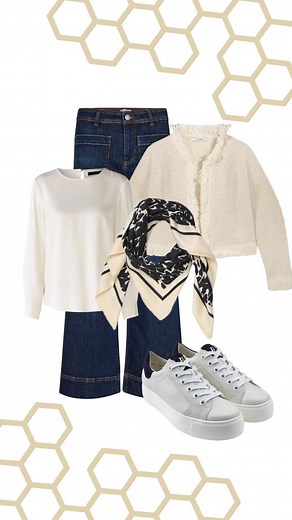 Flare with flair  We love 70s-inspired jeans! These gorgeous dark jeans are designed in a chic flare fit pair beautifully with a cream boucle jacket for a chic casual vibe  | RibbonRouge.ie | Facebook