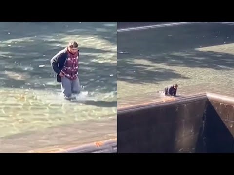 What happened to the man that *JUMPED* in the Twin Towers Memorial Pool?