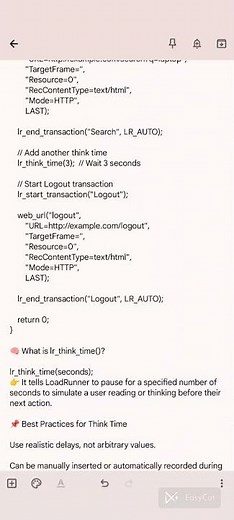 sample LoadRunner script that demonstrates how to use lr_think_time()
