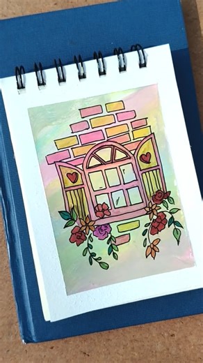 cute aesthetic drawing ideas 😍 pink 🩷 love window art #shorts #foryou #aesthetic #pink