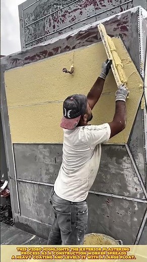 Skilled Worker Exterior Wall Plastering Process #workprocess #walldecor