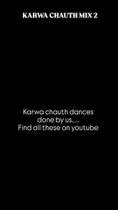 Karwa chauth dances - find all these on youtube RITU'S DANCE STUDIO *Karwa chauth special workshops* 👇 Live on zoom 6 7 OCT- mon tue 👇👇 5-6 pm- BINDIYA CHAMAKNE LAGI 6-7 pm- SAJNA TERE LIYE SAJNA DIL DEEWANA BIN SAJNA 7-8 pm- GHOONGHAT ME CHAAND HOGA 7 8 OCT- tue wed 6:30- 7:30 am- GHOONGAT ME CHAAND HOGA 12-1 pm- BINDIYA CHAMAKNE LAGI 8 9 OCT- wed thu 6-7 pm- SAJNA TERE LIYE SAJNA MEHNDI RACHI HAI MERE 7-8 pm- GHOONGHAT ME CHAAND HOGA You will always receive Audio & tutorials post session fo
