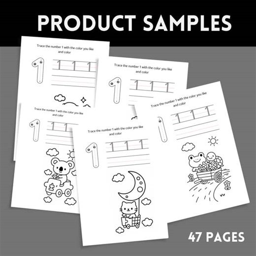 Number Tracing & Coloring Worksheets for Kids | Numbers 1–9 | 47 Pages Printable