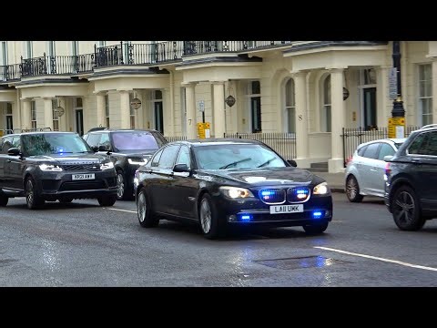 Unmarked armoured BMW 7 series emergency lights + siren