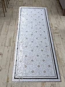 Bathroom Floor Mosaic Tile in Custom Large Size for Install, Custom Mosaic Art, Victorian Renovation Mosaic Tile Florets Shower Floor Mosaic - Etsy