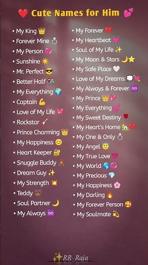 Cute Names for Him 💕 | Romantic Nicknames for Boyfriend 😍 #shorts