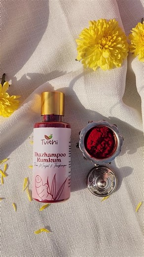 🌺 Wondering if your Kumkum is truly pure? Here’s a simple test 👉 Rub a pinch between your fingers. If it leaves a natural yellow tint, it’s 100% authentic. That’s the Tvishi promise — made from Thazhampoo flower, Sandalwood & Turmeric, nothing else. 💯✨ | Tvishi Handmade