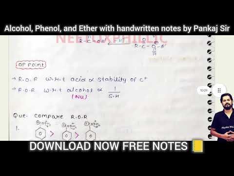 Alcohol Phenol Ether Pankaj Sir | PW Organic Chemistry | Handwritten APE Notes for NEET 2026