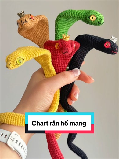 Chart móc len rắn hổ mang crochet — pattern chart đơn giản