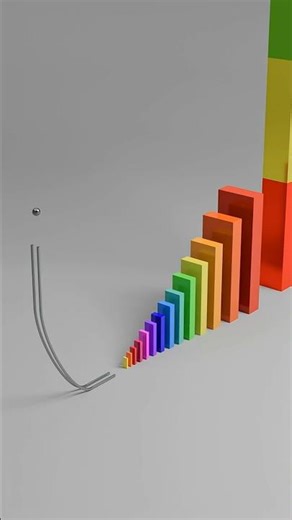 Satisfying Blender Simulation Domino Chaine Falling! #asmr #animation #blender