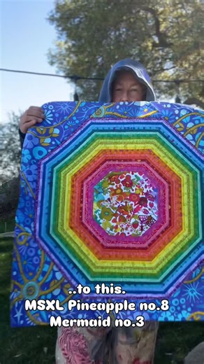 Amanda on Instagram: "Mini Series XL Pineapple block no.8. This is also no.3 of my Mermaid Series. I forgot to number the first two 🤭 But it’s fine, it’s fine. Stay tuned for block 9 bc I’m going to take a slight tangent and it will be 🔥 I’m so excited—this is what my AG stash was made for. 🙌 Pattern by #alisonglass and #giucygiuce"