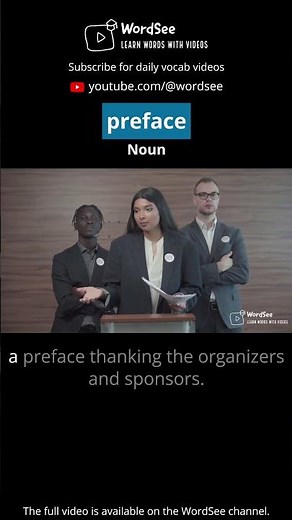Learn the word preface in one minute - Improve your English vocabulary with real world examples.