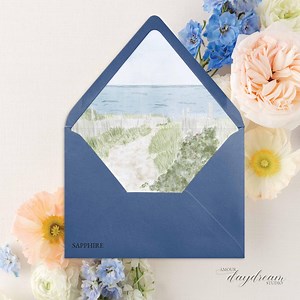 Watercolor Beach Wedding Envelope Liners: Cape Cod Coastal Design - Etsy