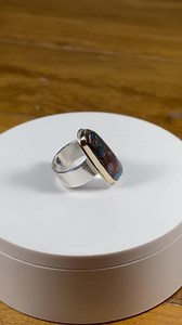 Bisbee Turquoise & Sterling Silver Ring w/ 14k Gold Bezel - Size 11 - by Bruce Mead Jr.